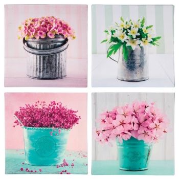 Tablouri Flowers, canvas, culori asortate, 16x16x3 cm, Atmosphera - 3560239427209