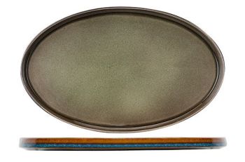 Farfurie ovală, porțelan, verde+chihlimbar, 30.5x19 cm, Quintana Green, Cosy&Trendy - 5400586528335