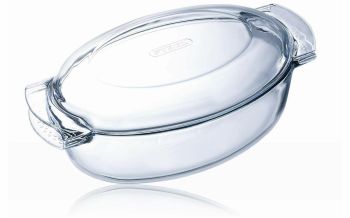 Vas oval, cu capac, sticlă termorezistentă, 5.8 l, 39x23x11 cm, Slow Cook, Pyrex - 3137610000544