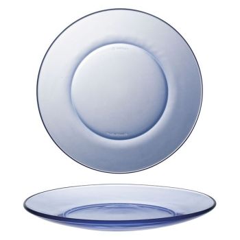 Farfurie rotundă fel principal, sticlă, albastru, 23,5 cm, Lys Marine, Duralex - 3550190400335       