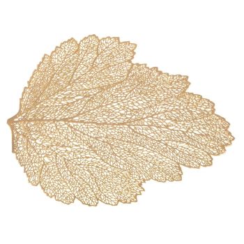 Placemat farfurii, model frunză, poliester, auriu, 36x47 cm, Five - 3560233787927