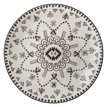 Platou rotund servire Tahila, ceramică, alb+negru, 32.5 cm, Secret de Gourmet - 3560239660439