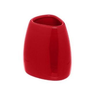 Pahar igienă dentară Silk, ceramică, roşu, 9.5x8.5x7.5 cm, Five - 3560239663164