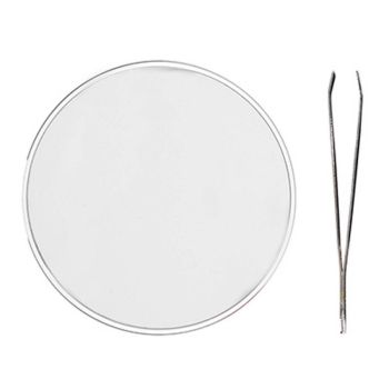 Oglindă cosmetică, factor mărire x15 + pensetă, plastic/sticlă, alb, negru, mov, 8.5x1.4 cm, Cosmetic Club - 3561860160428 49453