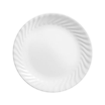 Farfurie rotundă întinsă, sticlă, albă, 26 cm, Embossed, Corelle - 71160102057