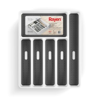 Organizator tacâmuri, PP+cauciuc, alb+negru, 40x32.5x5 cm, Rayen - 8412955061838
