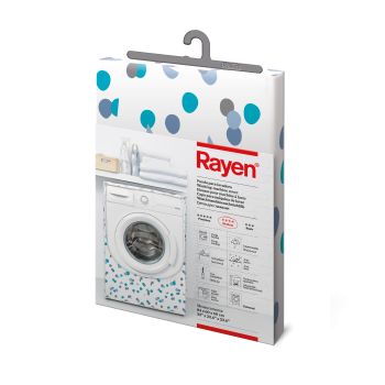 Husă protecție mașina de spălat cu încărcare frontală, poliester, alb cu buline colorate, 84x60x60 cm, Rayen - 8412955201401