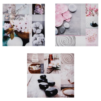 Set 3 tablouri Zen Romantic, canvas, culori asortate, 28x28x1.5 cm, Atmosphera - 6132
