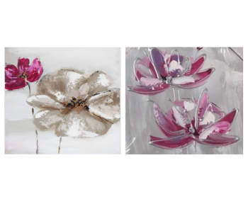 set 2 tablouri flowers canvas culori asortate 28 x 28 x 2 7 cm atmosphera 6163

