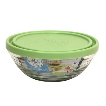 Caserolă rotundă, cu capac verde, sticlă, 310 ml, FreshBox Rond, Duralex - 3550190402988