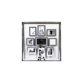 Cadru foto 9 poze, plastic, argintiu, 62.5 x 2.4 x 62.5 cm, Atmosphera - 3560239301851