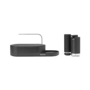 Set 3 piese organizare chiuvetă, metal+sticlă, negru, SinkStyle, Brabantia - 8710755227905