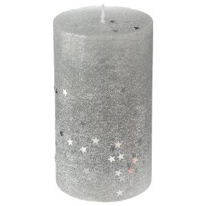 Lumânare decorativă strălucitoare, parafină, argintiu, 12x7 cm, Atmosphera - 3560239507284