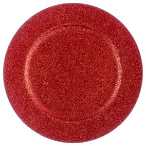 Platou rotund cu sclipici, plastic, roșu, 33 cm, Atmosphera - 3560238943861