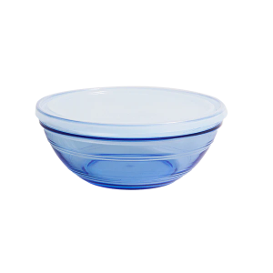 Caserolă rotundă, albastru, cu capac, sticlă, 20 cm, FreshBox Rond, Duralex - 3550190403503