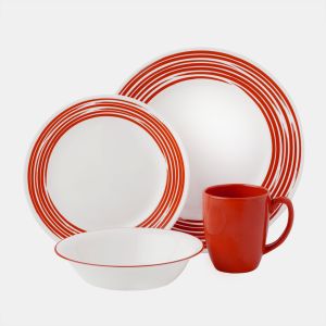 set farfurii si cani 16 piese brushed red corelle 71160086326