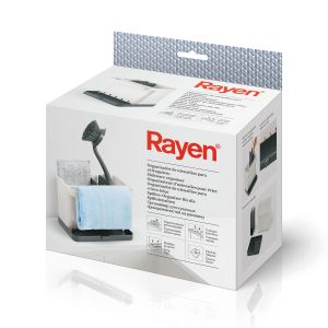Organizator chiuvetă, plastic, 17x11.5x13.3 cm, alb/negru, Rayen - 8412955021177