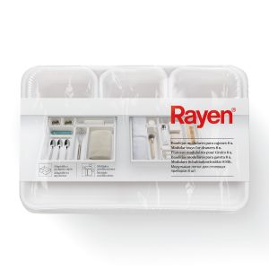 Set 8 organizatoare sertar, plastic, diferite dimensiuni, alb, Rayen - 8412955061821