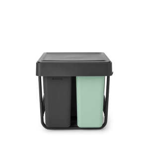 Set 3 coşuri de gunoi incorporabile, verde mentă+gri închis, plastic, 10+10+20 l, Sort & Go, Brabantia - 8710755232541
