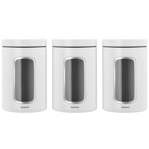 Set 3 recipiente depozitare cu fereastră, alb, inox, 1.4 l, Brabantia - 8710755306068