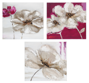 set 3 tablouri flowers canvas culori asortate 28 x 28 x 2 7 cm atmosphera 6170
