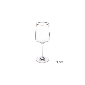 Set 4 pahare vin, sticlă, 400 ml, cu bordură argintie, Secret de Gourmet - 3560239314479
