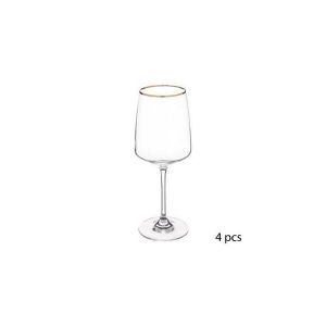 Set 4 pahare vin, sticlă, 400 ml, cu bordură aurie, Secret de Gourmet - 3560239314455