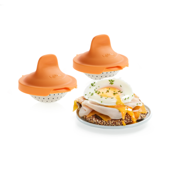 Set 2 forme pentru poșat ouă, silicon platinat, Lékué - 8710755882982